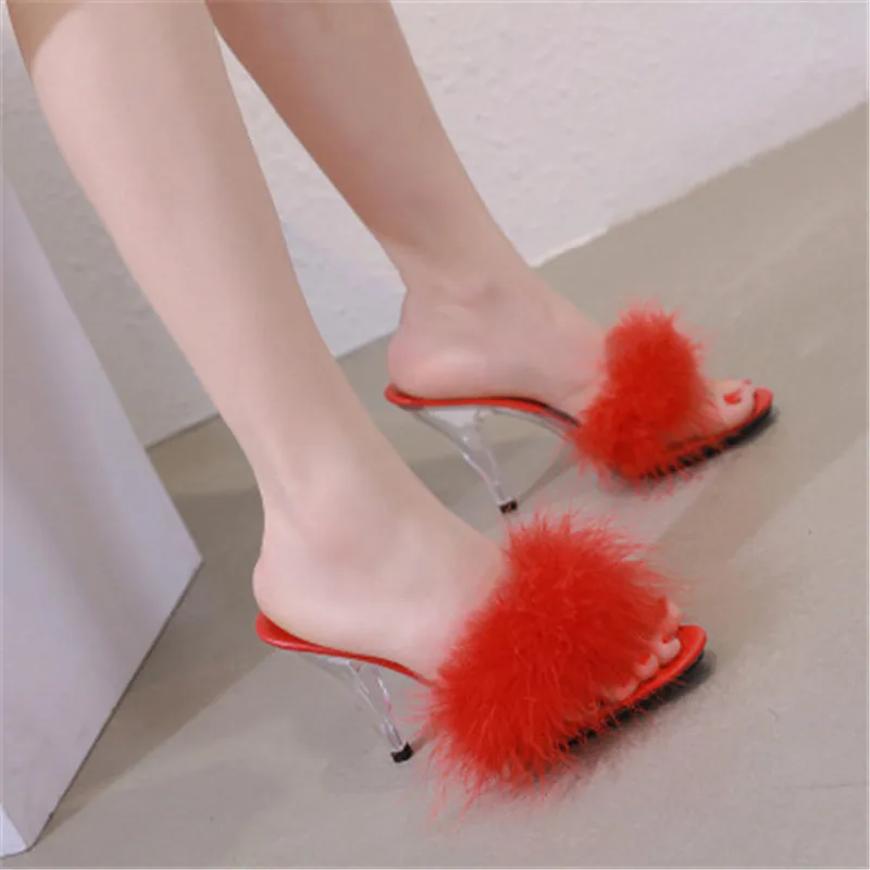 Sexy super high heels 10CM high heel nightclub transparent, cool slippers, large size sex slippers