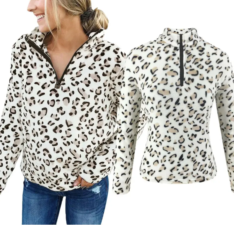 Повседневная модная теплая Женская пушистая толстовка на молнии пуловер с