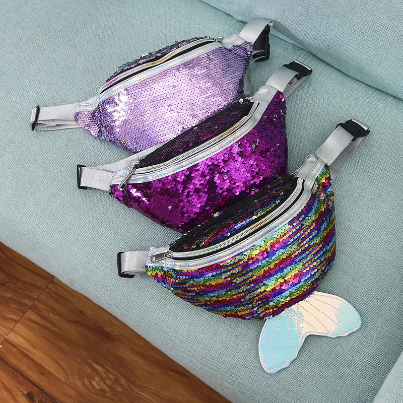 Женская детская сумка с блестками на талии из искусственной кожи модная Фанни