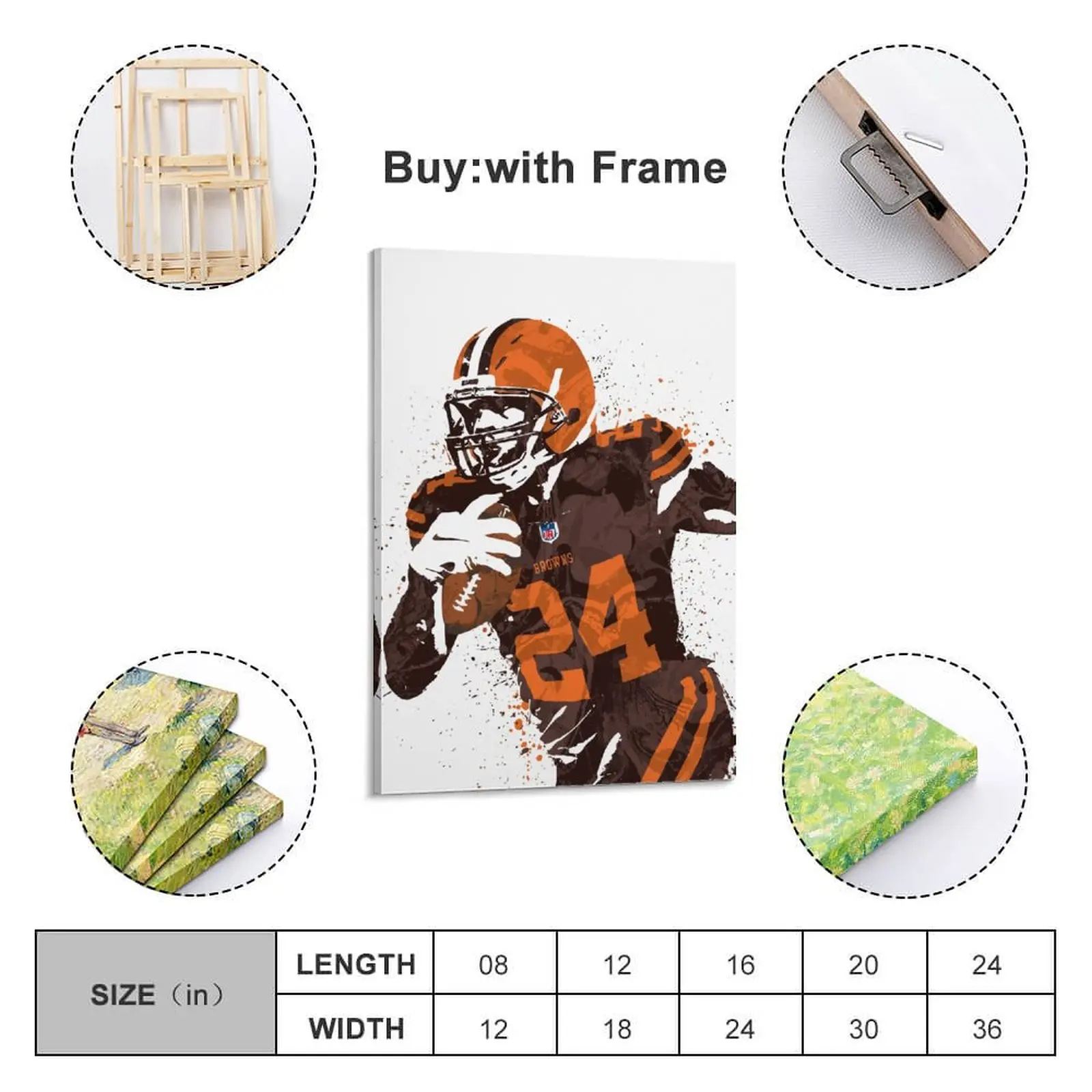 

Decor 24 Nick Chubb Print Painting Canvas Hang A Picture for Living Room Wall Room Posters With Frame Modern Home
