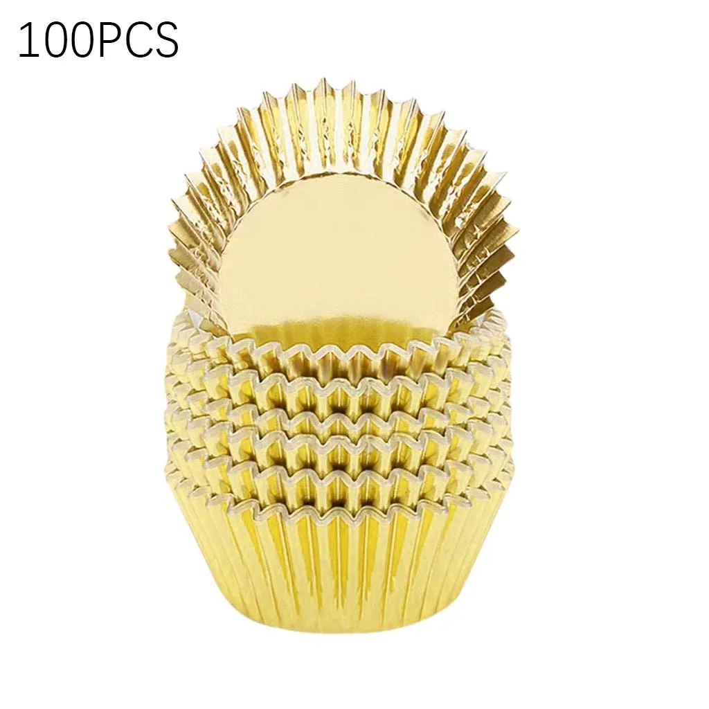 

100pcs Baking Utensils Thickened Aluminum Heat-resistant Cake Paper Cup Mould Round Shaped Muffin Cupcake Kitchen Baking Molds