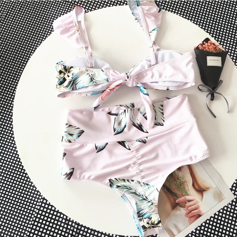 Сексуальное бикини с высокой талией пуш ап купальник для женщин в горошек летняя