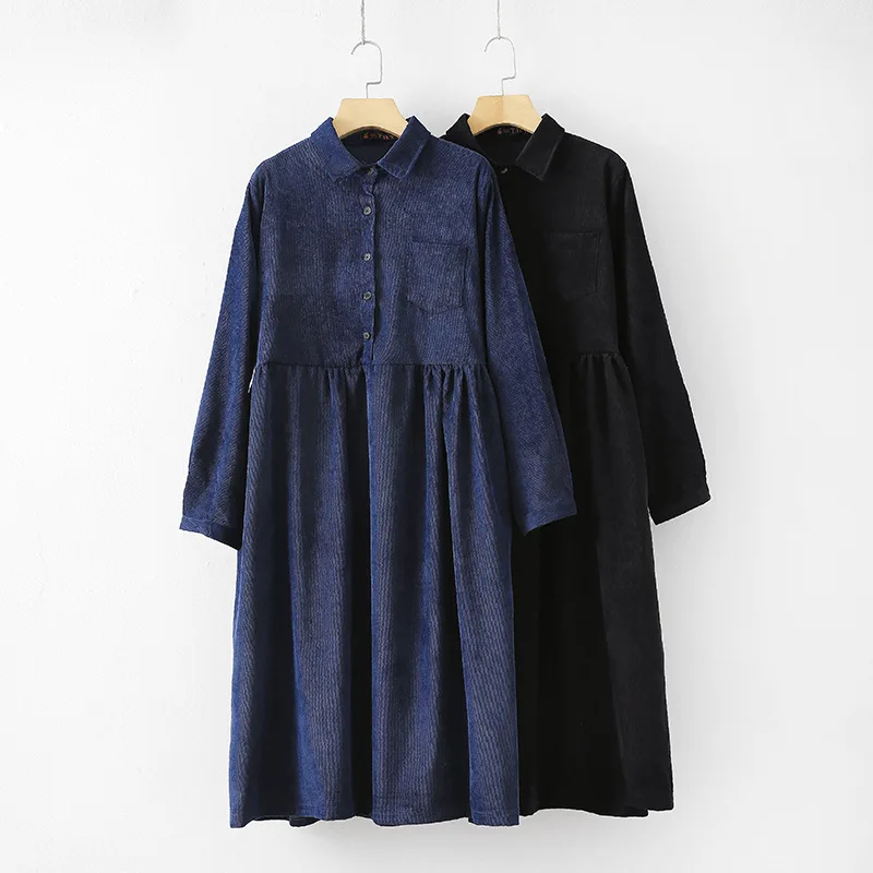 Вельветовое платье для женщин модное и повседневное свободное большого размера