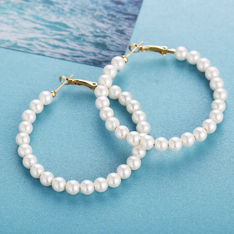 

Vintage Faux Pearl Retro Earrings for Women Statement Ear Jewelry Gifts