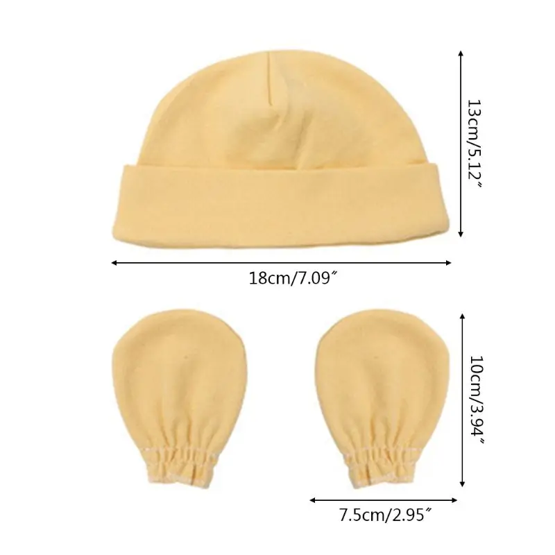 

Baby Anti Scratching Cotton Gloves Hat Set Protection Scratch Mittens Warmer Cap