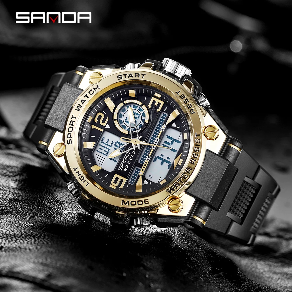 Часы наручные SANDA Мужские Цифровые спортивсветодиодный S Shock в стиле милитари