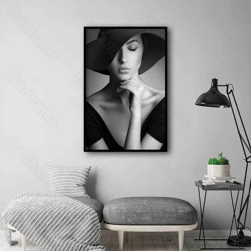 

Waterproof Ink Painting Living Room Background Wall Home Decoration Bedroom Paintings with Closed Eyes Figure Painting