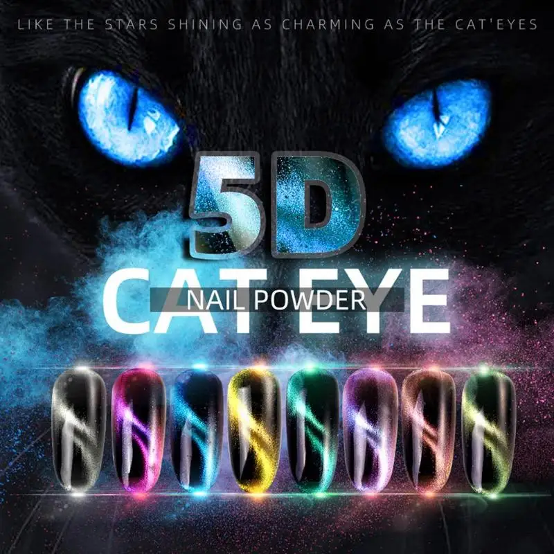 3D кошачий глаз ультратонкий Блестящий Порошок для ногтей Магнитный Сияющий