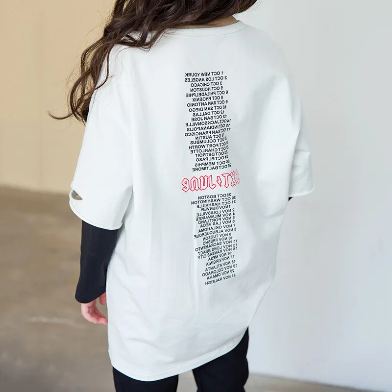 

Spring Autumn Teens Girls Sports Set Female Kids Casual T Shirt Suit Children Hip Hop Letter Sleeves Teenagers Tracksuits CA854