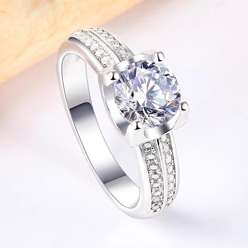 

Luxury 100% 925 Sterling Silver Created Engagement Rings For Women High Carbon Diamond Sparkling Party Jewelry Fine Jewelry Gift
