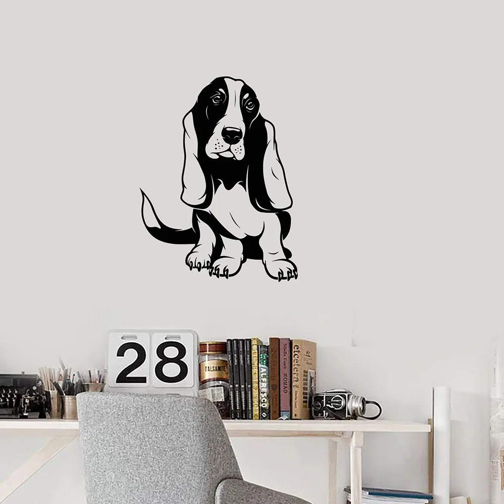 Виниловая наклейка на стену Dog Basset hound для гостиной декор детей щенков животных