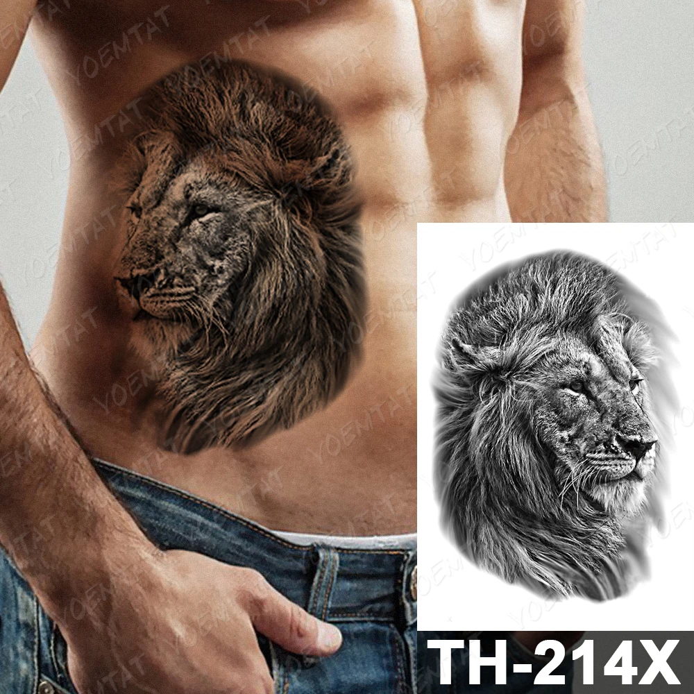 

Realistic Lightning Lion Temporary Tattoo Sticker For Men Women Wolf Tiger Waterproof Fake Henna Wild Animal Body Art Tatoo