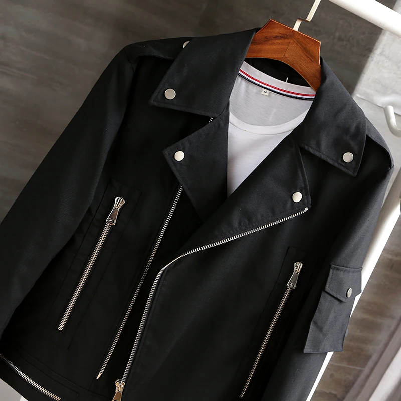 

2021 Autumn Winter Mens New Fashion Vintage Loose Short Jackets Casual Turn-Down Collar Button Pockets Solid Zipper Outerwear