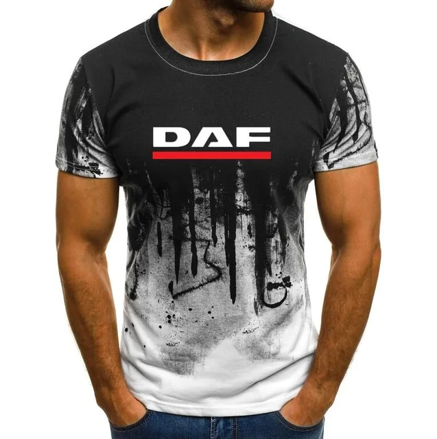 

DAF Print T-shirt Men Gradient Color Short Sleeve Beefy Muscle Basic Solid Blouse Tee Shirt Top Casual Funny tshirt Summer 7