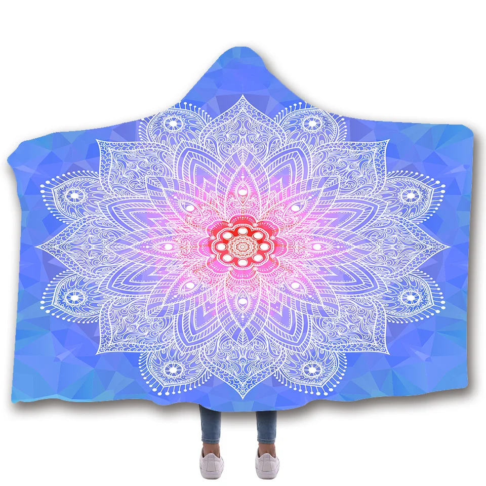 3D серия Мандала цифровое одеяло с капюшоном рисунком цветов Флисовое 2019 простое
