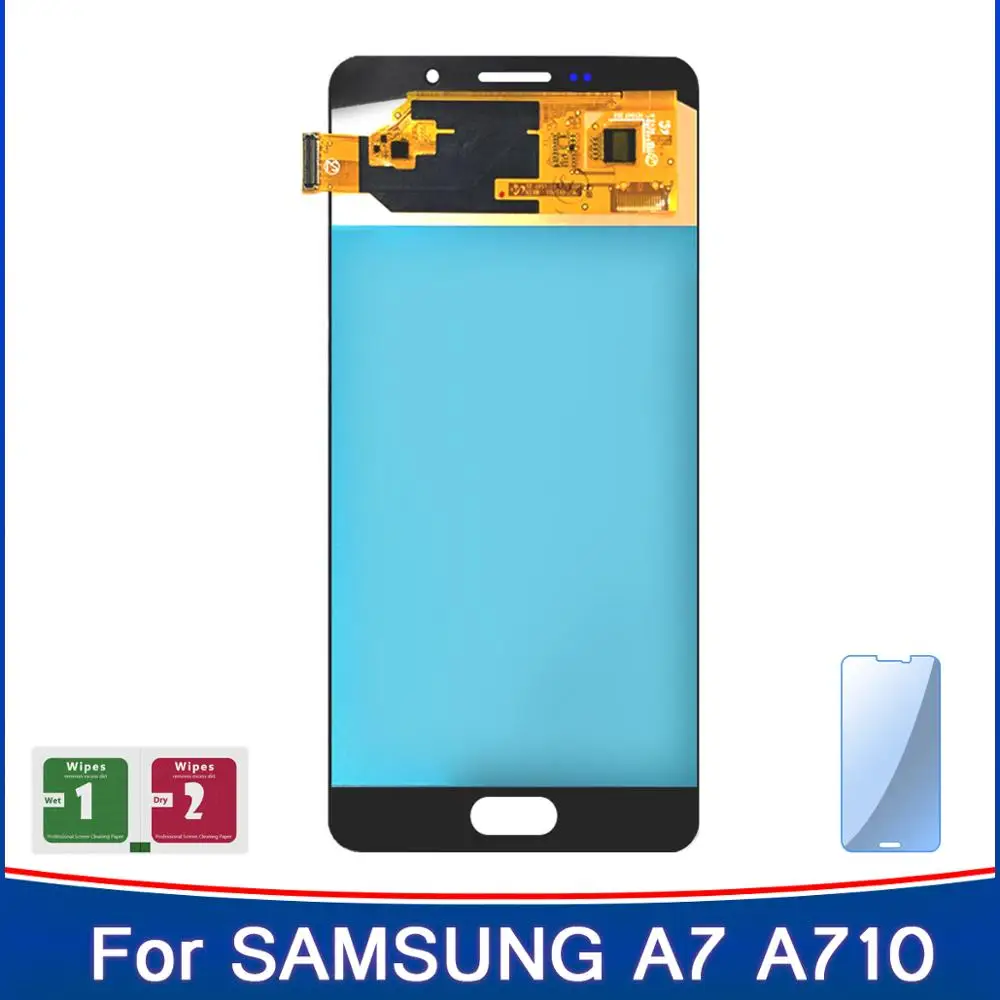 100% новый регулируемый яркость супер AMOLED дисплей для Samsung Galaxy A7 2016 A710 A7100 A710F A710M LCD