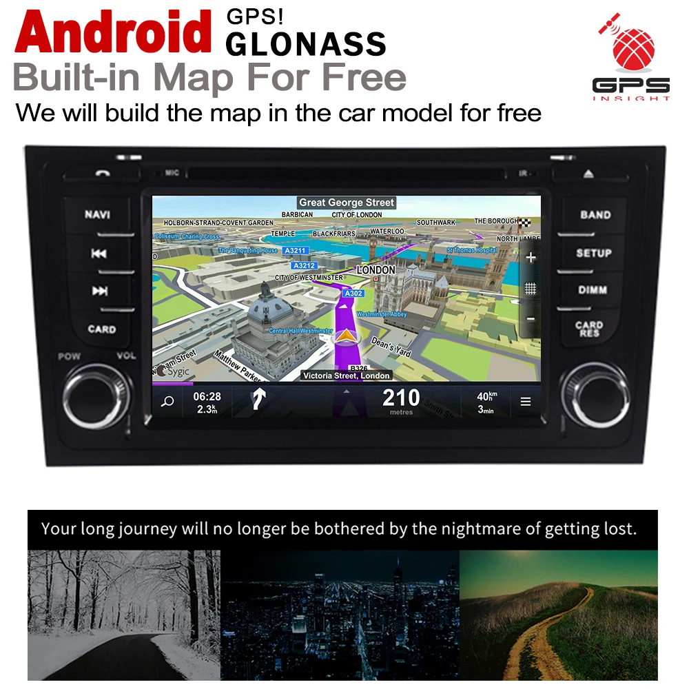 Автомобильный мультимедийный плеер с GPS навигацией радио Wi Fi IPS Android 2 DIN для Audi RS6 4B