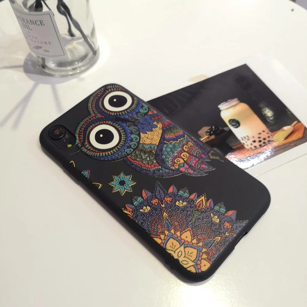 Owl Mandala Ethnic Phone Cover For iPhone 11 13 Pro Max X XS XR 7 8 7Plus 8Plus 12 SE Soft Silicone Candy Case | Мобильные телефоны
