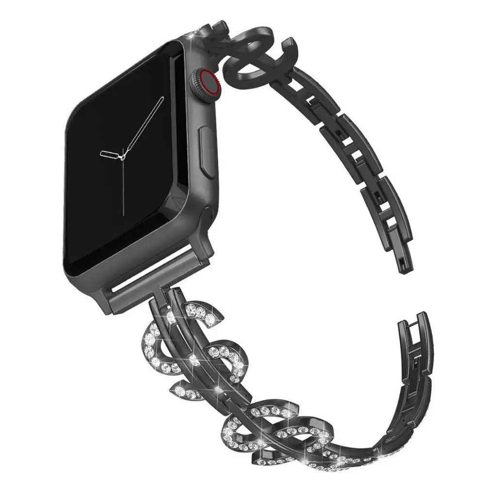 Ремешок из нержавеющей стали для Apple Watch Band 44 мм 42 40 38 роскошный металлический