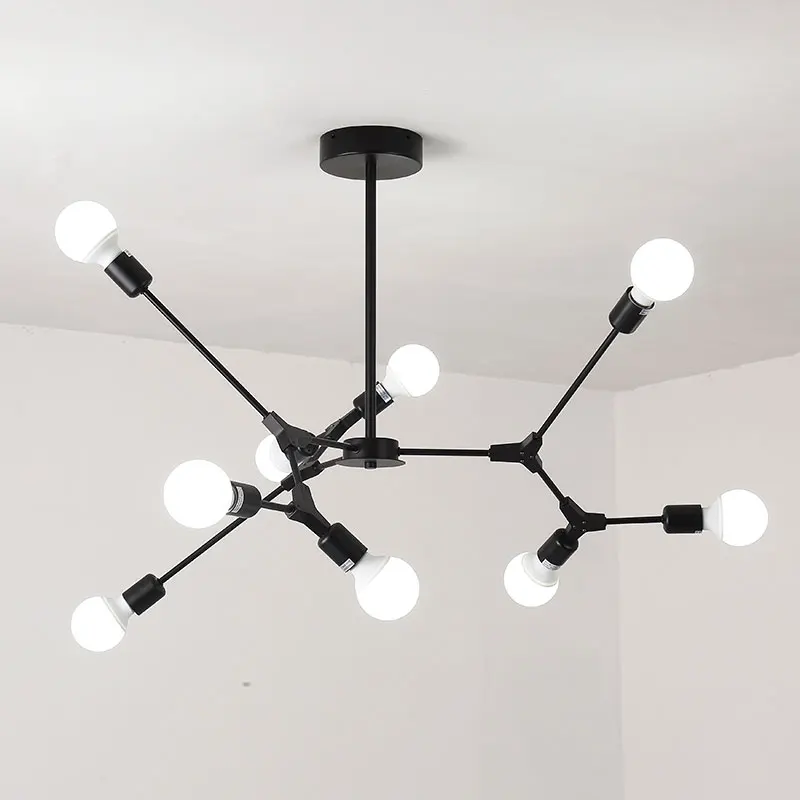 Светодиодная осветительная люстра в виде подсвечника скандинавского черного