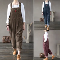 womens corduroy trousers playsuit dungaree jumpsuit casual plus loose coveralls