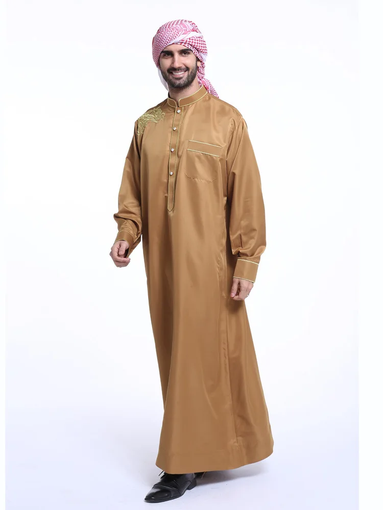 Turkish Kaftan Men Dubai Arabic Jubba Thobe Male Muslim Costumes Plus Size Maxi Robe Worship Service Gilding Islamic Clothing