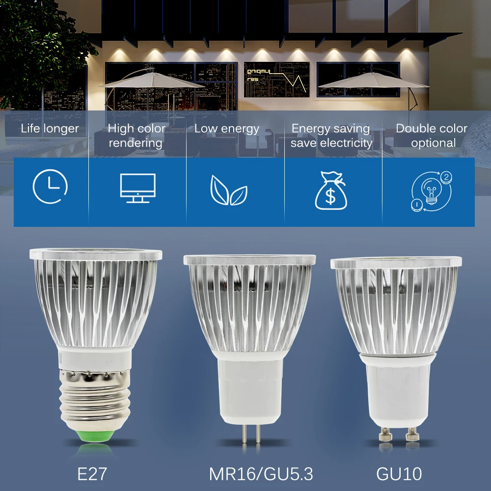 Светодиодный прожектор E27 GU10 GU5.3 AC85-265V/MR16 12V Высокая яркость COB 5 Вт белый/теплый белый свет лампы