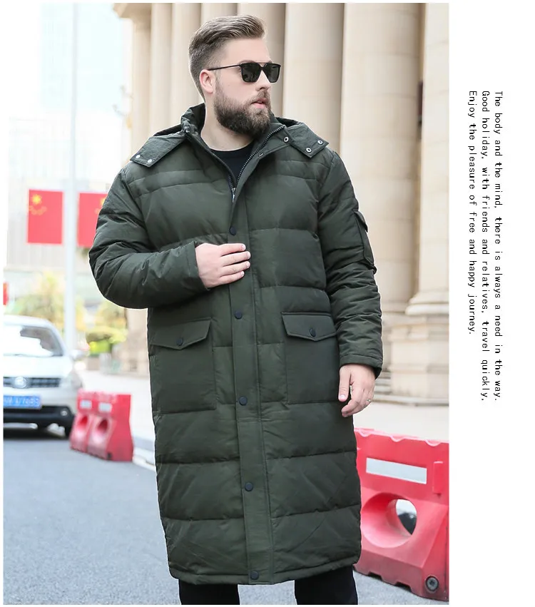 XL-7XL, 8XL, 9XL, 10XL, зимний теплый пуховик, плюс удобрение, большой размер, с капюшоном, Повседневный, мужской пуховик