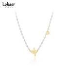 Ожерелье Lokaer N21151 женское с белым жемчугом, модное пляжное ожерелье с цепочкой в богемном стиле из титана и нержавеющей стали