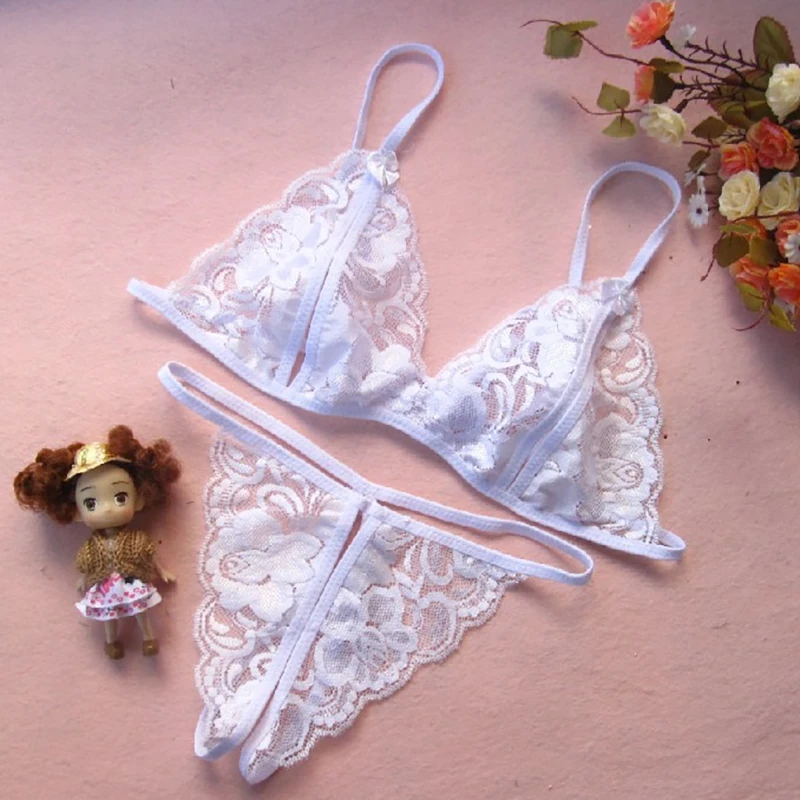 Sexy Lingerie Set Underwear Sets Lace Flower Bra G-string Babydoll Female Wire Free Bra Triangle Women's Nightwear