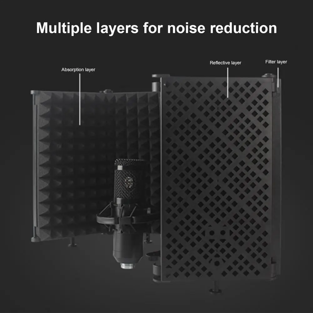 3/5 Panels Adjustable Microphone Isolation Shield Cover Wind Screen Pop Filter Foldable For Studio Mic Recording Soundproofing