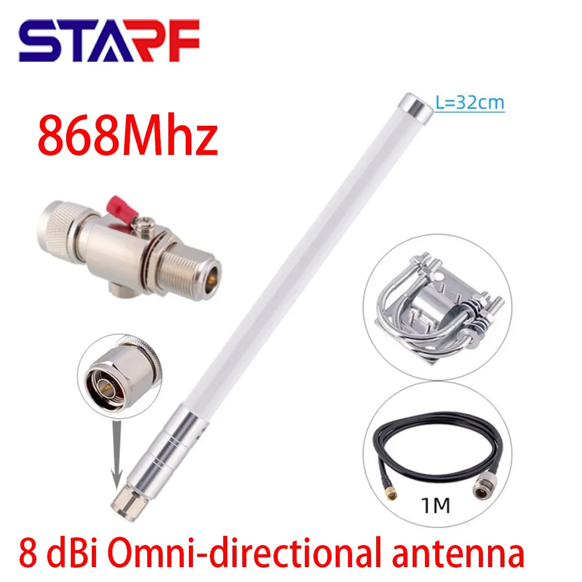 

Helium 8Dbi Antenna 868/915MHz Outdoors Waterproof LoRa Antenna 32cm Fiberglass Aerial Kit For Lora IoT HNT Miners