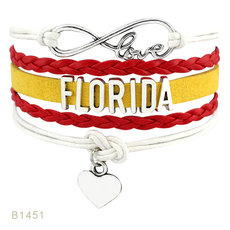 Мужские и женские кожаные браслеты золотистые американские штат Флорида мичис