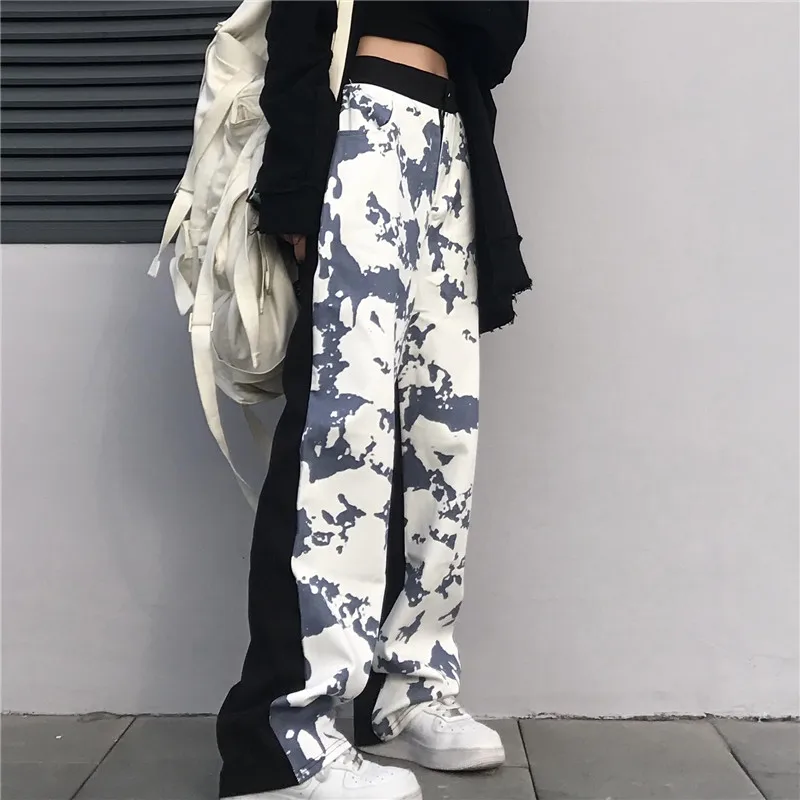 

Wide Leg Pants for Women Clothes Korean Ins Patchwork Straight Casual Capris Loose High Waist Sweatpants Hipster Trousers New