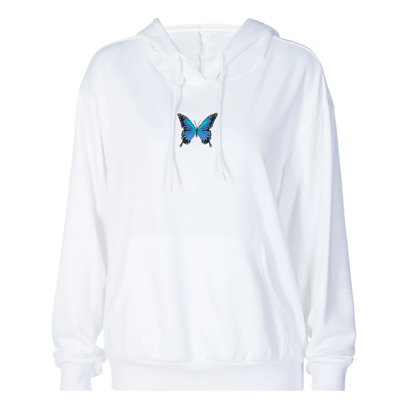 

Fashion Butterfly Embroidery Casual Women Sweatshirt Long Sleeve 2020 Autumn Female Hoodies Sporty Basic Sweatshirts Streetwear