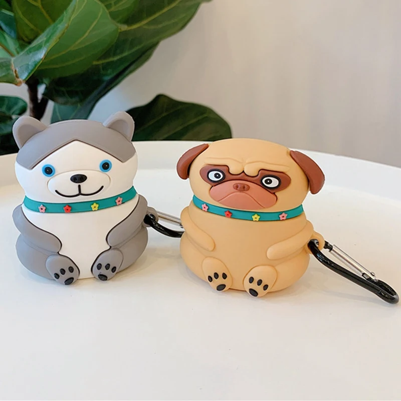 3D чехол для наушников с милой собачкой Airpods 2 силиконовый Apple Air pods Earpods брелок