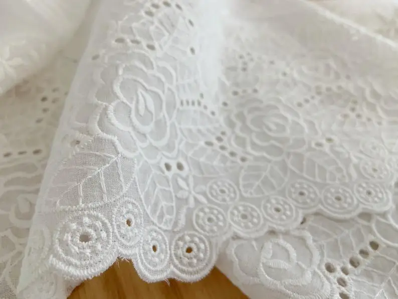 1 ярд белая хлопковая кружевная отделка вышитая с вырезами Цветочная | Дом и сад