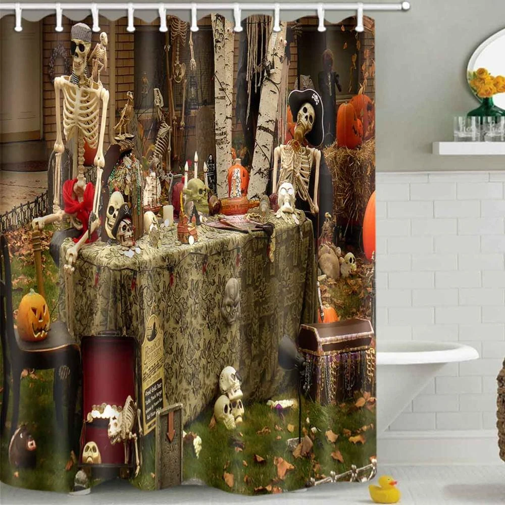 Белая Тыква занавеска для душа бейсболка с кошкой Хэллоуин дождевая одежда