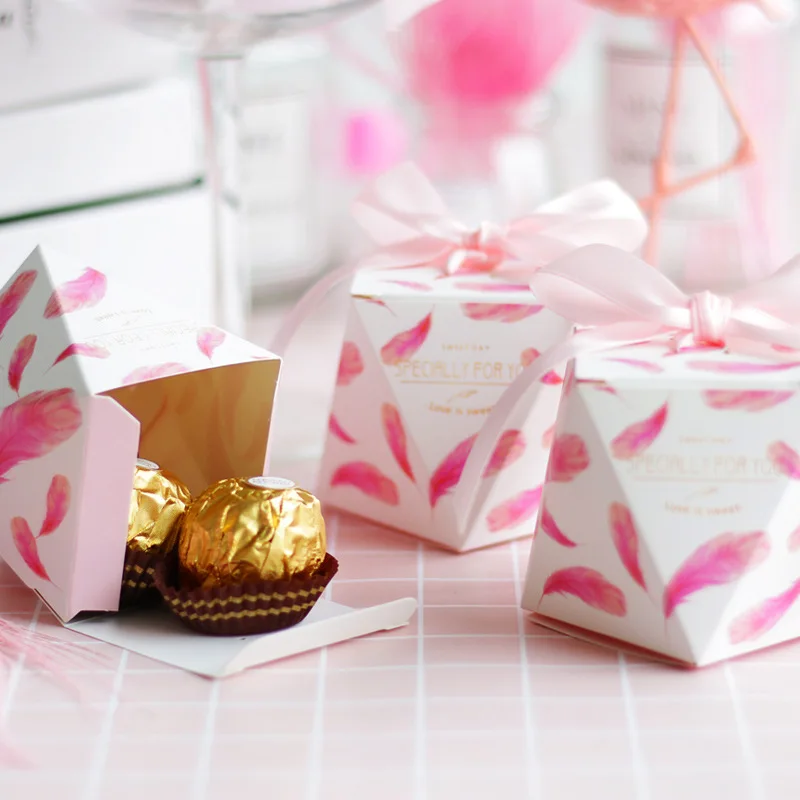 Коробка с розовыми перьями для свадебных подарков и Сумок женская Подарочная