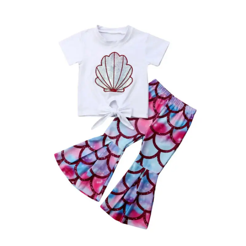 Комплект летней одежды для маленьких девочек топ с юбкой годе бандажная футболка - Фото №1