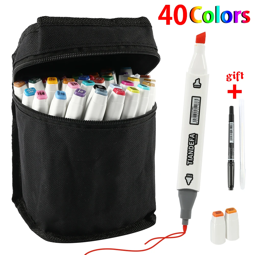 40 цветов художественные маркеры на спиртовой основе авторучка маркер с двойной