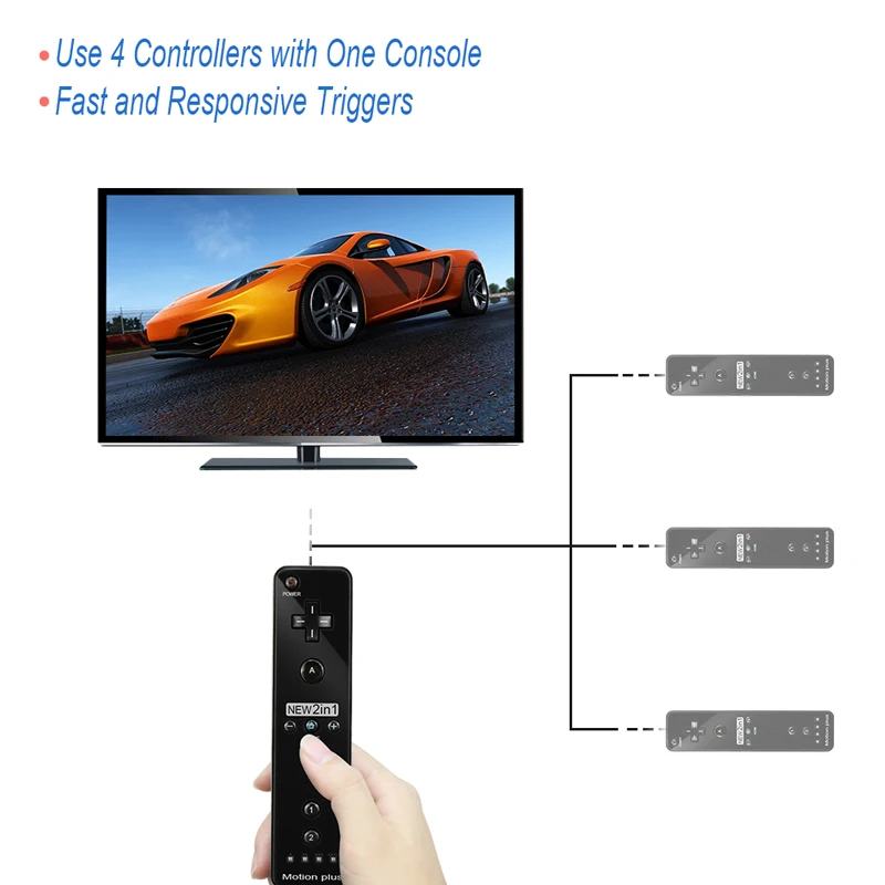2 в 1 пульт дистанционного управления Nunchuk Combo Встроенный MOTION PLUS для kingd для wii контроллер с защитный силиконовый чехол