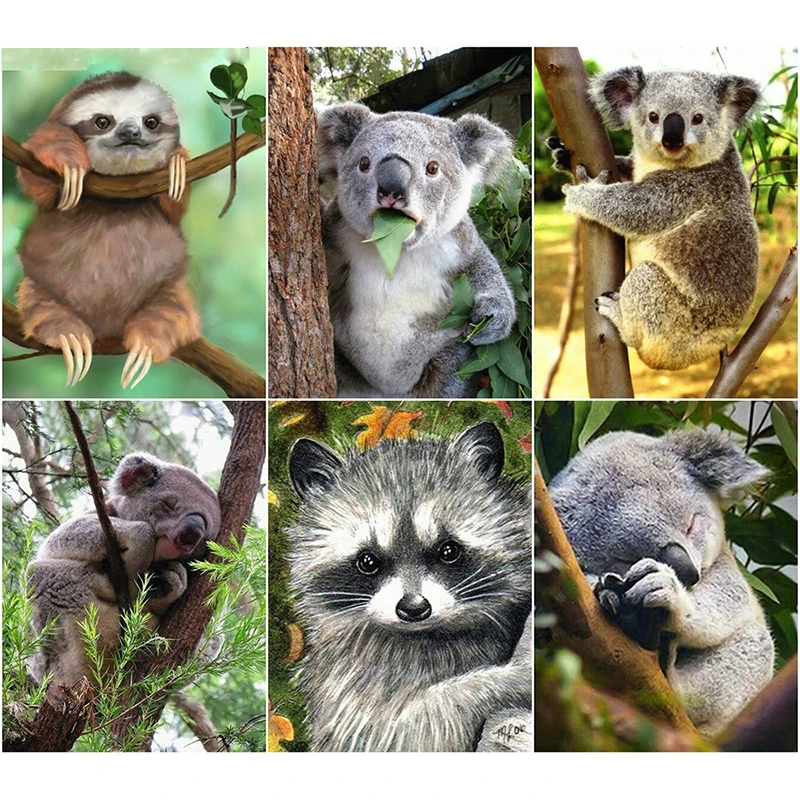 

Animal Lot Cute Koala Cross Stitch Home Decor Full Round Drill Diamond Picture Gift Handmade Embroidery Painting Wall Sticker