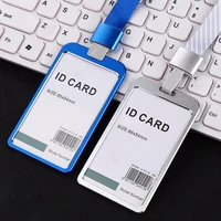 fashion card cover women aluminum alloy work name card holders business work card id badge lanyard holder metal bags case