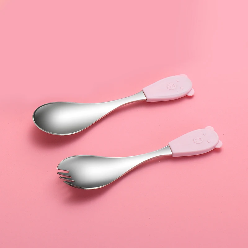Портативный Силиконовые Столовые приборы Путешествия 304 Нержавеющая сталь дети