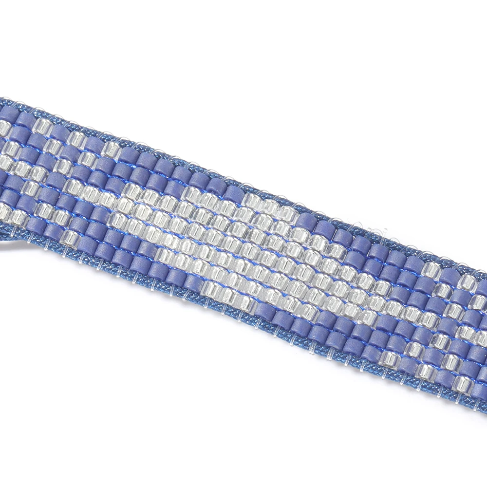 

YAUKIA MIYUKI Seed Bead Bracelet Lady Lucky Jewelry Hand Woven Blue And White Porcelain Color Matching Summer Beach Jewelry