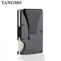 tangmo carbon fiber card holder mini slim wallet men aluminum metal rfid magic wallet small thin male purses money bag wallet
