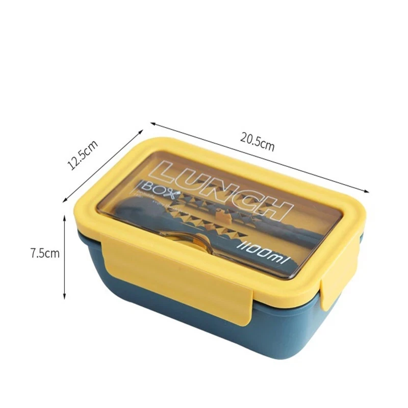 

1100ml Portable Lunch Box with Compartments Container Bento Box Leakproof Food Container For Kids Student With Tableware
