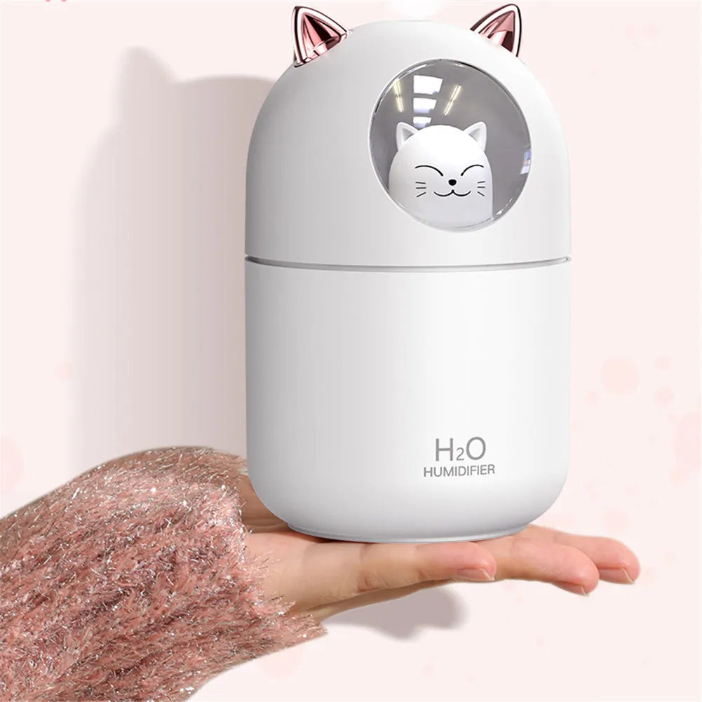 

Увлажнитель воздуха, функция теплого ночного освещения, миниатюрный милый кот нанометрический распылитель, бесшумная работа, до 4 часов, св...