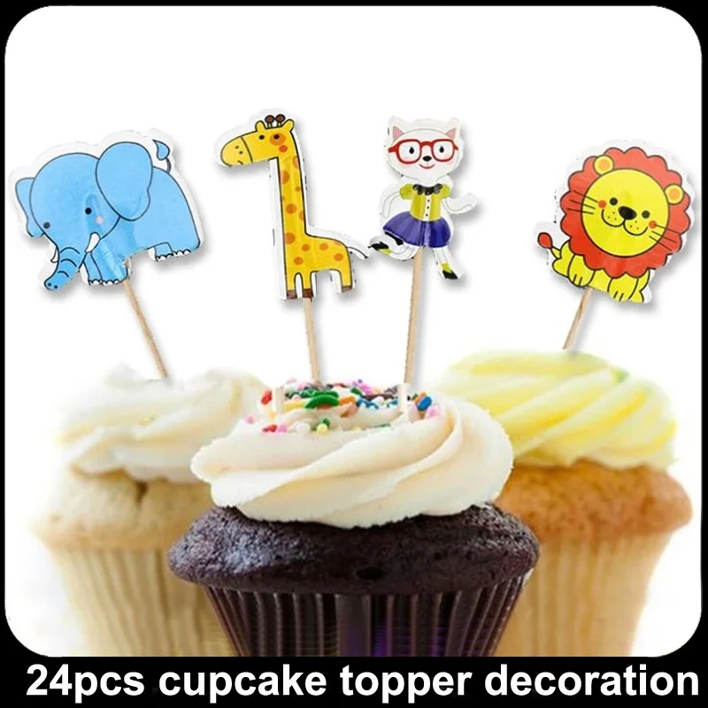 48 шт./лот милый котенок кролики пара Спортивная Тема мультфильм капкейк